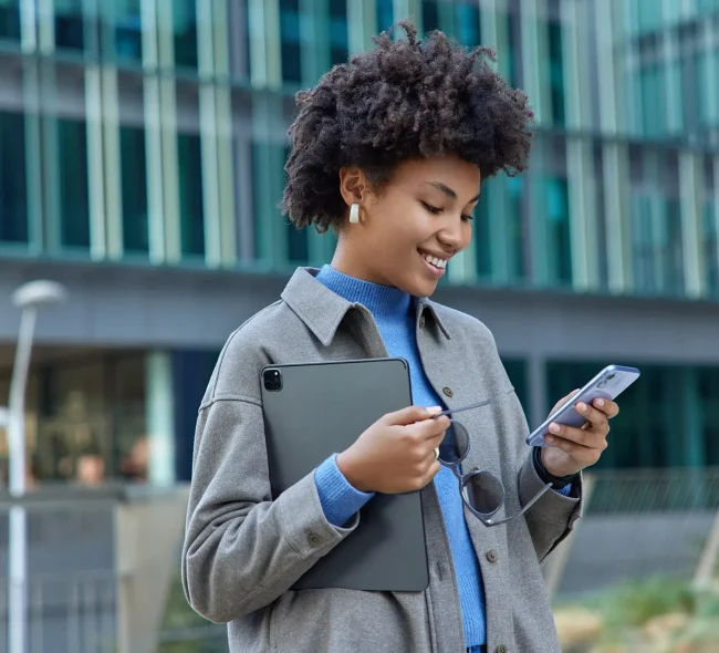 Woman using smartphone